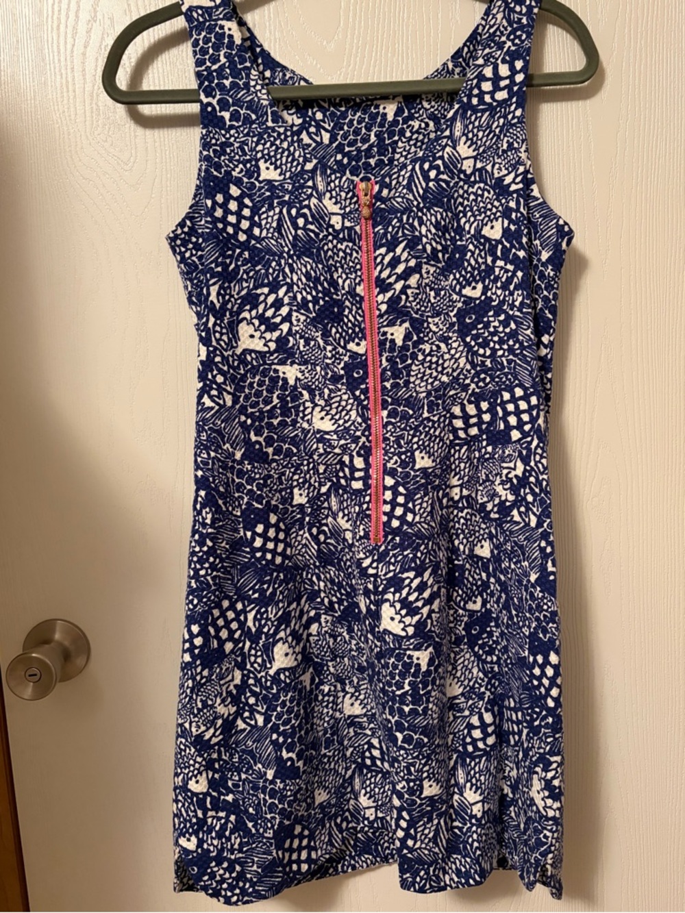 Lilly Pulitzer x Target Fish Print Navy Blue White Upstream Shift Dress Size 4 - Picture 6 of 8
